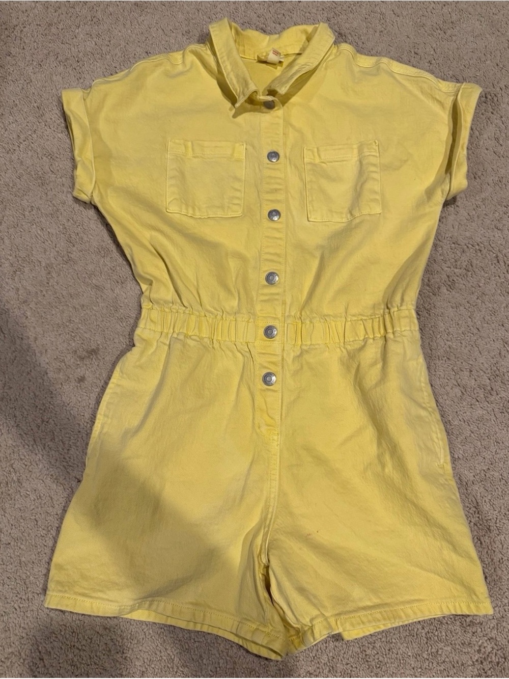 Girls' Yellow Short-Sleeve Romper - Bright Yellow